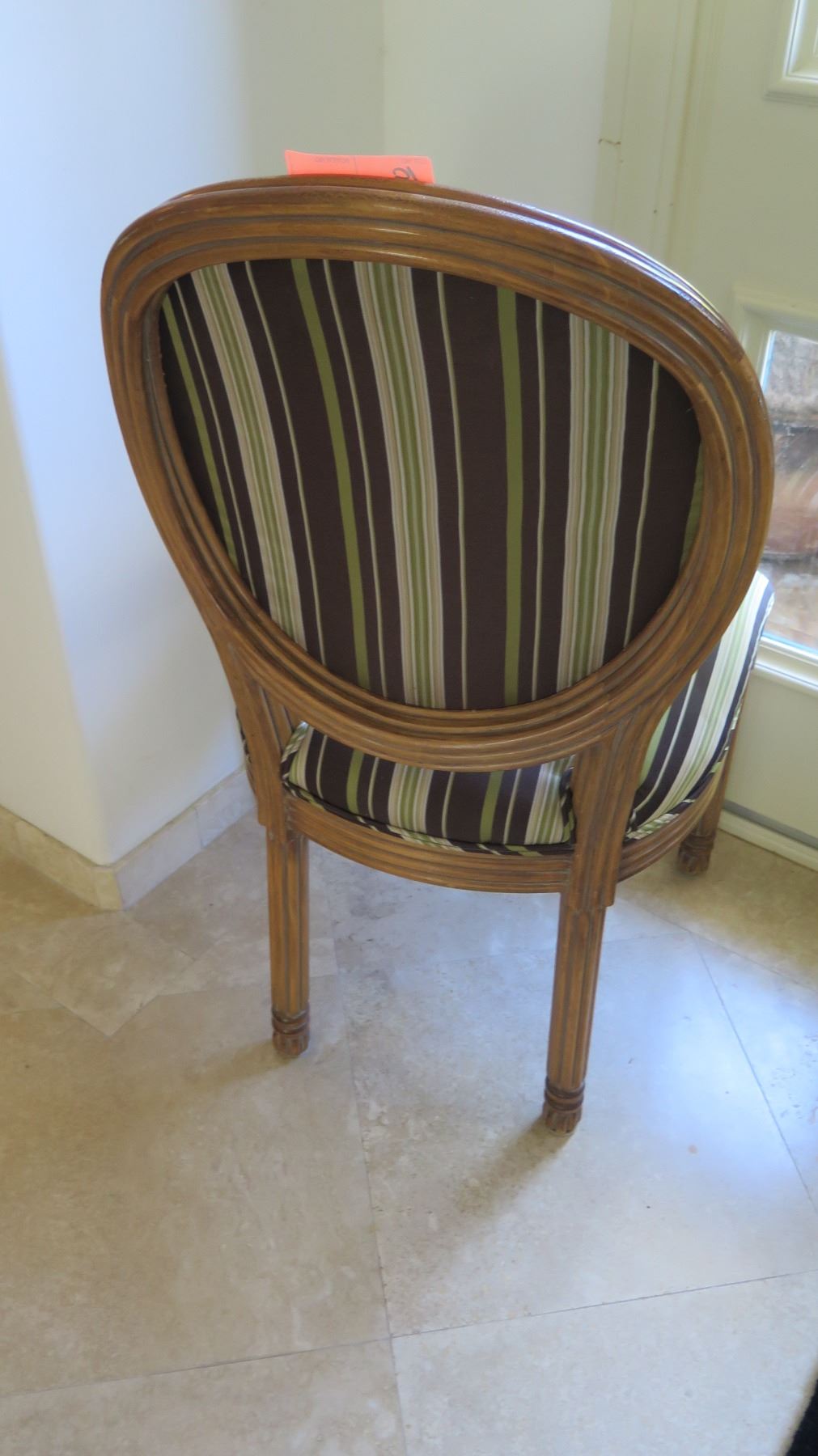 Round-Back Wooden Chair, Striped - Oahu Auctions