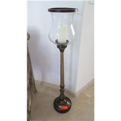 Standing Candle Holder with Hurricane Glass Globe, Approx. 44" Tall
