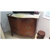 Image 2 : Antique 3-Drawer Marble-Top Serpentine Chest