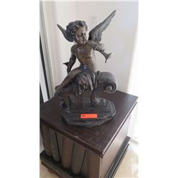Renaissance Cherub Playing w/Horn, Bronze Cast? Approx. 20" H