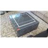 Image 1 : Square Marble Coffee Table w/Glass Top, Approx 3.5' x 3.5 ' x 17"