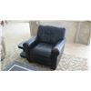 Image 1 : Black Leather Arm Chair, Approx. 35" Depth, 33" Width