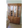 Image 1 : Tall China Cabinet w/Woven Rattan & Carved Bamboo Trim