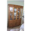Image 2 : Tall China Cabinet w/Woven Rattan & Carved Bamboo Trim