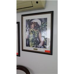 Framed Art "Jeune Fille Vert" by De Lempicka, 26.5" X 23.5"