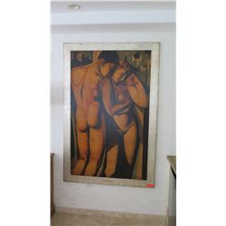 Very Large Framed Art "Adam and Eve" De Lempicka 1932, 49.5X75