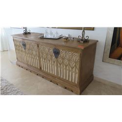 Hardwood Buffet w/ Intaglio Carved Doors & Hardware Detail