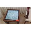 Image 2 : Square Wood Stone-Topped Side Table, 18" X 18" X 18"