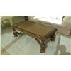 Image 1 : Wood Coffee Table Approx 5' w/Intricately Carved Base