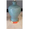 Image 3 : Pair: Blue Ceramic Table Lamps w/ Mismatched Shades, 27.5" H