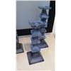 Image 2 : 4 Blue Glass Pillar Candle Holders