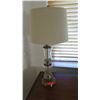 Image 1 : Pair: Glass & Brass Pillar Table Lamps, Approx. 30.5" H