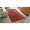 Image 1 : Red Hand-Carded & Knotted Woolen/Silk Rug, Palm Leaf Design, 5' X 7'