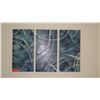 Image 2 : 3 Abstract Glazed Painted Blue Canvas Triptych (3 pcs, each 12X24)