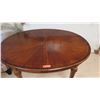 Image 2 : Round Wood Inlay Table w/ Carved Tapered Legs