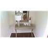 Image 2 : Modern Foyer Table, Faux Leather Wrap, Brushed Metal Accents, 42X16X30H