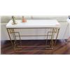 Image 2 : Modern Console Table w/ Geometric Gold Metal Base, White Top, 39X11X29H