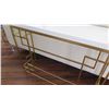 Image 8 : Modern Console Table w/ Geometric Gold Metal Base, White Top, 39X11X29H