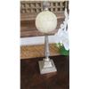 Image 2 : Decorative Ivory Orb Pedestals & Potted Faux Orchid Plant, 16.5"H