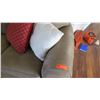 Image 2 : Brown Microsuede Sofa, Seat Surface Length 87" (accent pillows not included)