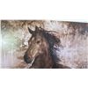 Image 2 : 2 Framed Glazed Canvas Artwork - Horses, 35" X 35"