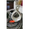 Image 2 : 3 Decorative Accent Pieces: White Sculptural Ceramic, Mirorred Bowl, Orchid Plant (19.5"H)