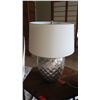 Image 1 : Silver Urn Table Lamp with Damask-Like Relief Design, Approx. 25" H