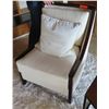 Image 2 : Modern Upholstered Chair, Cream, Dark Wood Frame
