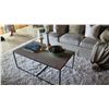 Image 2 : Rectangular Natural Stone Coffee Table w/Black Metal Frame
