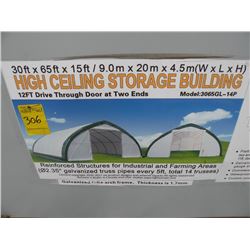 30x65x15ft high ceiling storage bldg w/12ft drive thru doors on both ends -New