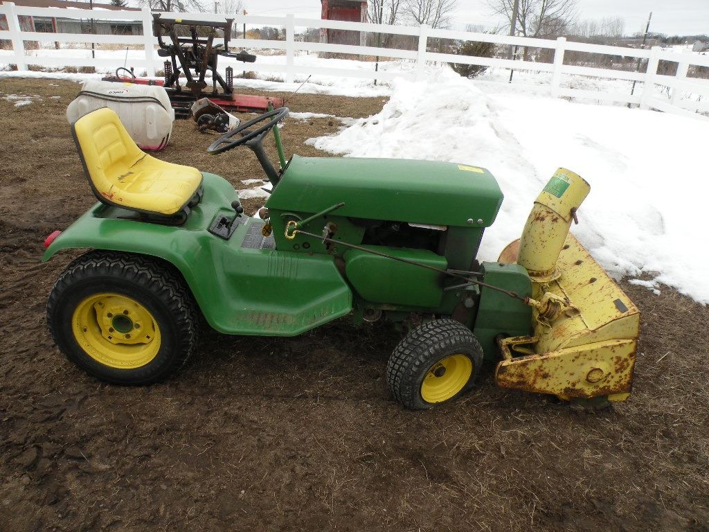 John Deere 110 w/blower/2 tillers/mower deck SN225602M