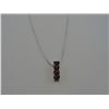 Image 2 : CERTIFIED GARNET AND DIAMOND JOURNEY NECKLACE - 4 OVAL GARNETS AND 2 DIAMONDS - STERLING SILVER,