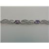 Image 2 : CERTIFIED PURPLE AMETHYST AND DIAMOND BRACELET - 3.6 CT 8 OVAL GEMSTONES, STERLING SILVER,