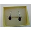 Image 2 : CERTIFIED NEW GARNET AND DIAMOND EARRINGS - 2 CT OVAL CUT, KIDNEY WIRE BACKS, STERLING SILVER,