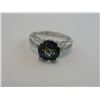 Image 2 : BLUE MYSTIC TOPAZ AND DIAMOND SOLITAIRE RING - ROUND CUT, 2 DIAMONDS, STERLING SILVER