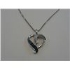 Image 2 : BLUE AND WHITE DIAMOND STUDDED HEART NECKLACE - 21 WHITE AND 22 BLUE DIAMONDS, STERLING SILVER