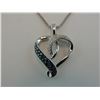 Image 3 : BLUE AND WHITE DIAMOND STUDDED HEART NECKLACE - 21 WHITE AND 22 BLUE DIAMONDS, STERLING SILVER