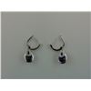 Image 2 : NEW DIAMOND AND PURPLE AMETHYST EARRINGS - PEARCUT, LEVER STYLE BACKS, STERLING SILVER