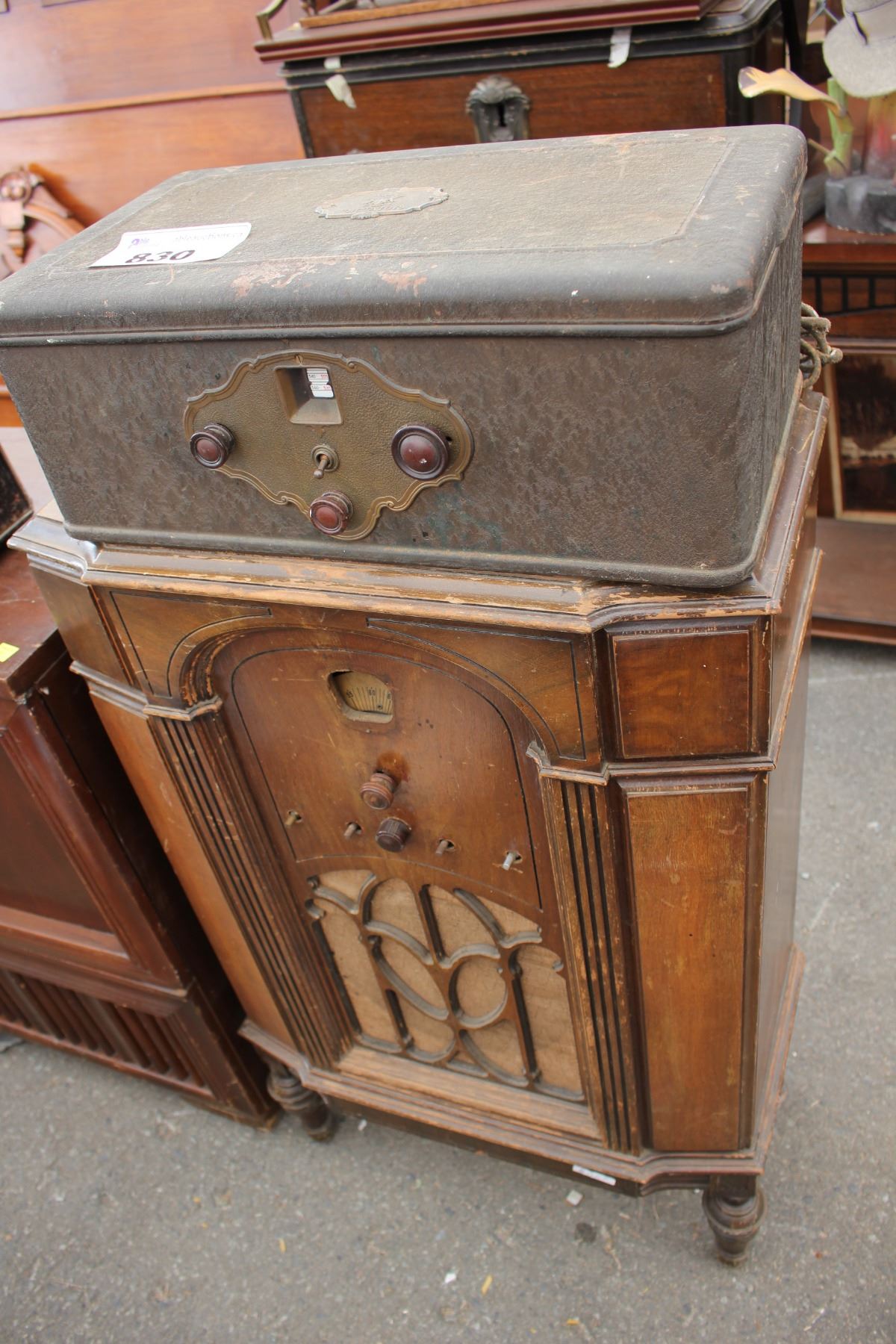 Vintage Floor Model Radio And Hbc Dictator