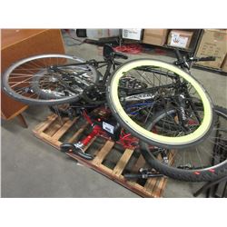 PALLET LOT OF ASSORTED BIKES FOR PARTS (DUNLOP, REVOLUTION, MISC)