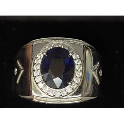 STERLING SILVER ENHANCED SAPPHIRE (APP. 14 CTS) MEN'S RING