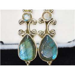 STERLING SILVER LABRADORITE (APP. 16CTS) EARRINGS