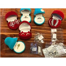 10 PIECES ASSORTED  STERLING JEWELLERY, PENDANTS, EARRINGS, PRECIOUS STONES, ETC,