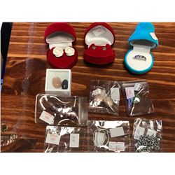 10 PIECES ASSORTED  STERLING JEWELLERY, PENDANTS, EARRINGS, PRECIOUS STONES, ETC,