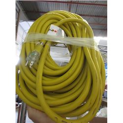 NEW 100' HEAVY DUTY 3 PRONG/OUTLETS YELLOW EXTENSION CORD