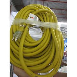 NEW 100' HEAVY DUTY 3 PRONG/OUTLETS YELLOW EXTENSION CORD