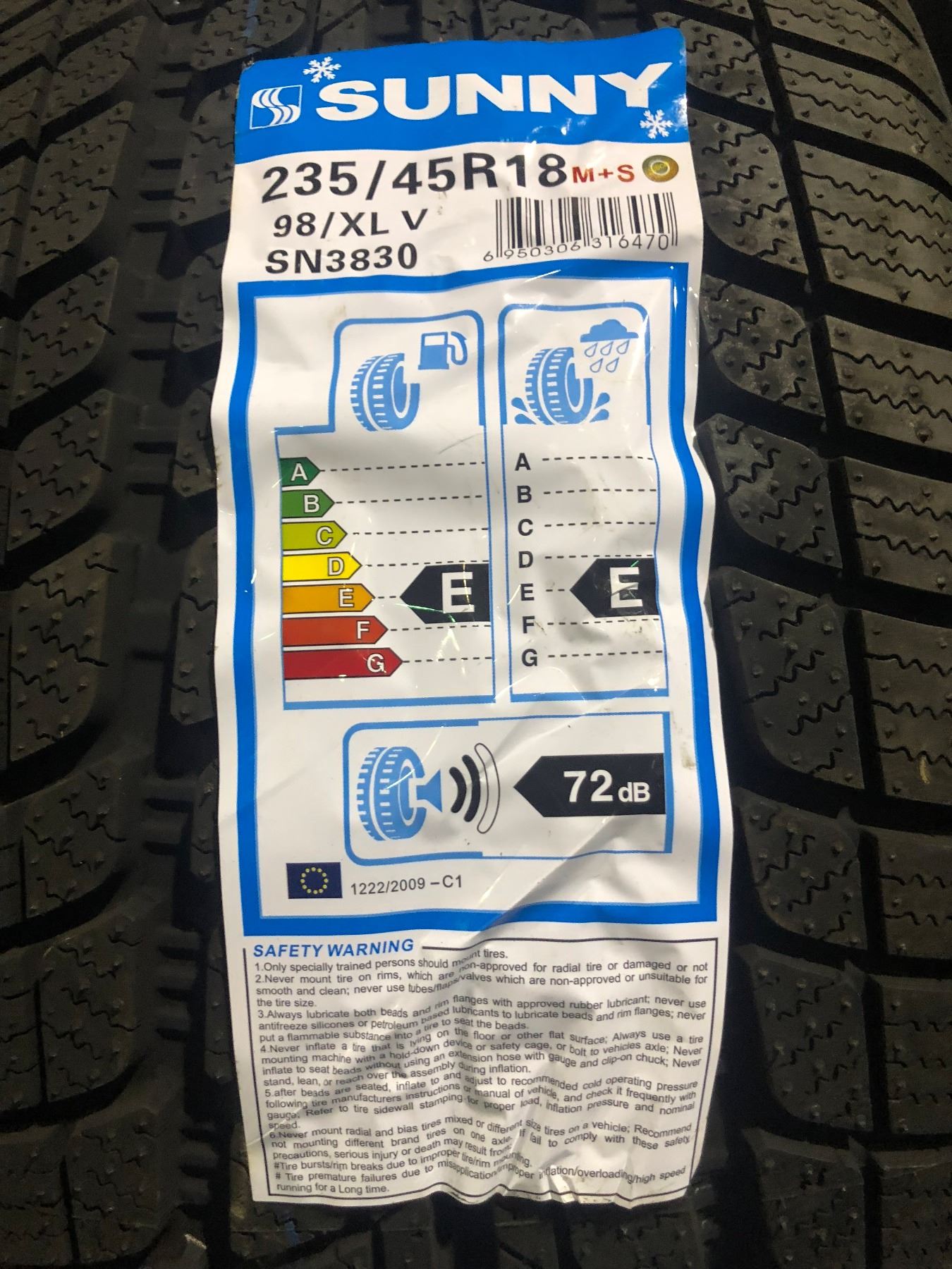 Set Of 4 Sunny 235 45r18 Mud Snow Tires