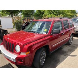 2008 JEEP PATRIOT LIMITED, 4DR SUV, RED, VIN # 1J8FF48W28D795025