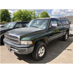 1997 DODGE RAM 1500, PICKUP, GREEN, GAS, MANUAL, VIN#3B7HF13Y7VM574088, 164,073KMS,