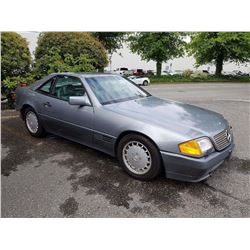 1991 MERCEDES 500SL, GREY, 2DR CONVERTIBLE, GAS, AUTOMATIC, VIN#WDBFA66E6MF033289, 87,539KMS,